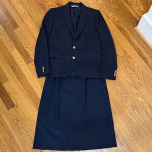 Vintage J G Hook Navy Nautical Women's Blazer & Skirt Suit with Gold Buttons